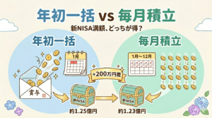 年初一括 vs 毎月積立 新NISA満額シミュ - アイキャッチ